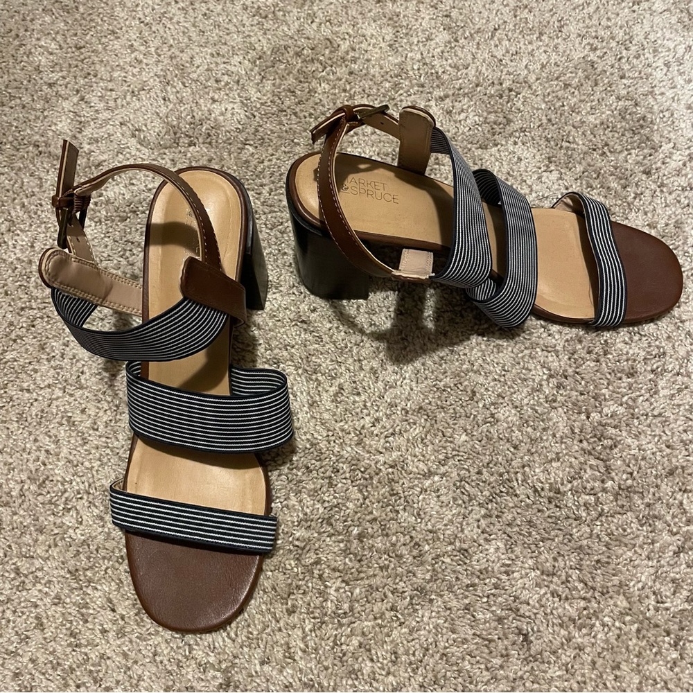 Market & Spruce Brown and Black Striped Sandals